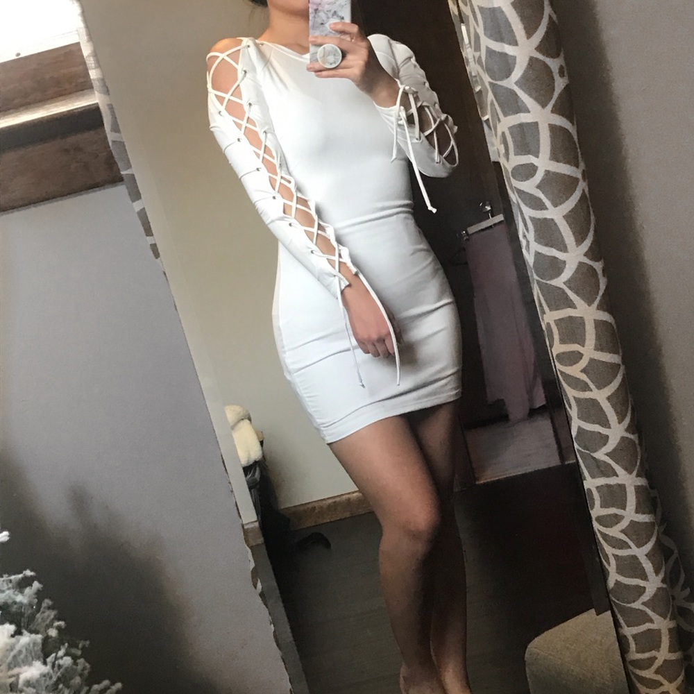 Lace Up Sleeve Suede Dress